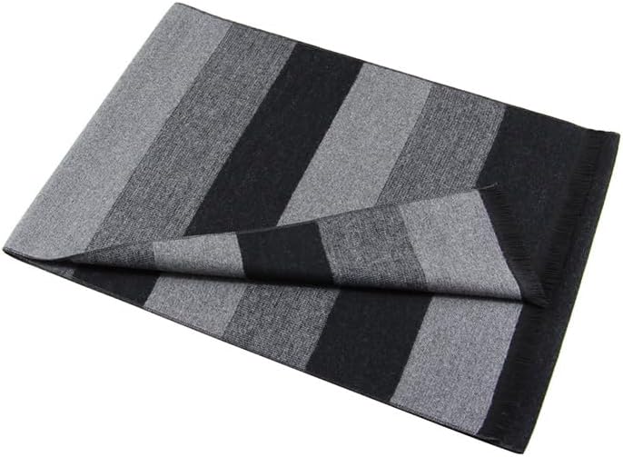 define essentials Men's Winter Warm Long Soft Plaid Scarf with Tassels, Soft Classic mens scraves - Image 3